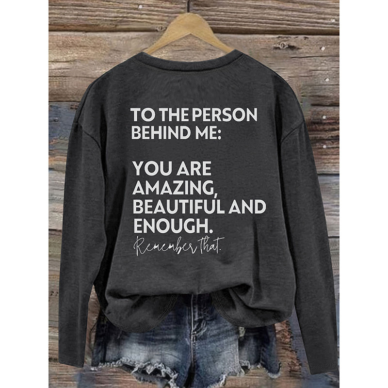 Women You Matter To The Person Behind Me Letter Print T-Shirt Casual